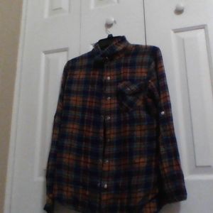 Large EIGHT SECOND ANGEL brown and blue flannel